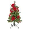 National Tree Company Artificial Colonial Pencil Slim Hinged Christmas Tree With Berries And Poinsettia Flowers, Pre-Lit With Clear Incandescent Lights, Plug In, 3 Ft -National Tree Company QPECO8 302 30