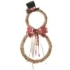 National Tree Company Jute Snowman Holiday Christmas Wall Decor, Rustic, With Red Plaid Ribbons And Beaded Cords, 18 In -National Tree Company RAC 20275LR 1