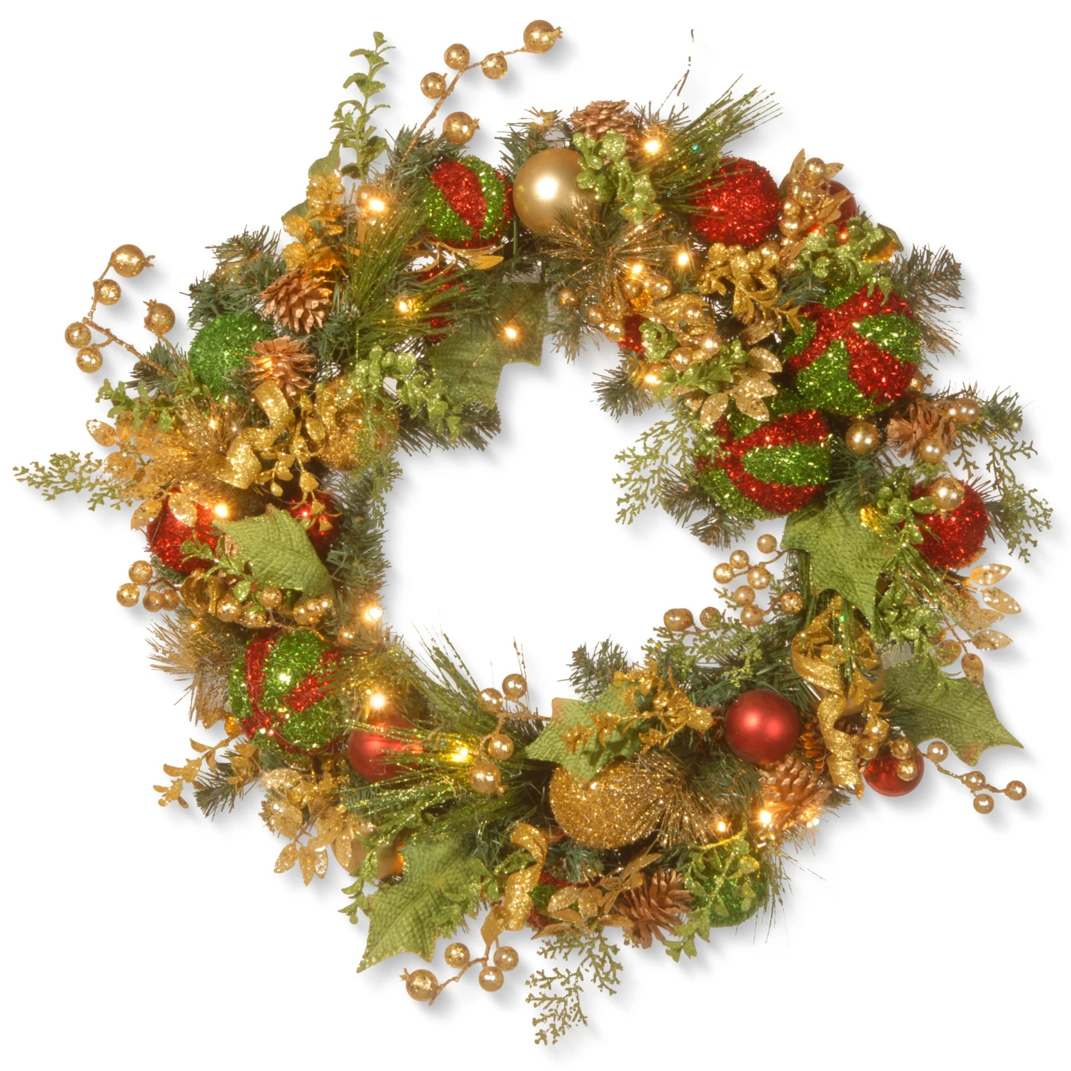 National Tree Company 30" Decorated Christmas Wreath With Battery Operated LED Lights 3 National Tree Company 30" Decorated Christmas Wreath With Battery Operated LED Lights
