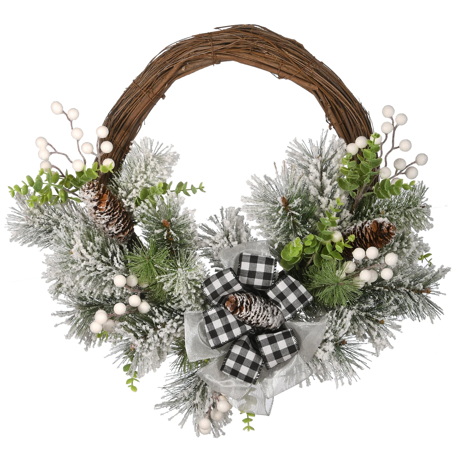 National Tree Company 22" Snowy Christmas Wreath With Bow 3 National Tree Company 22" Snowy Christmas Wreath With Bow