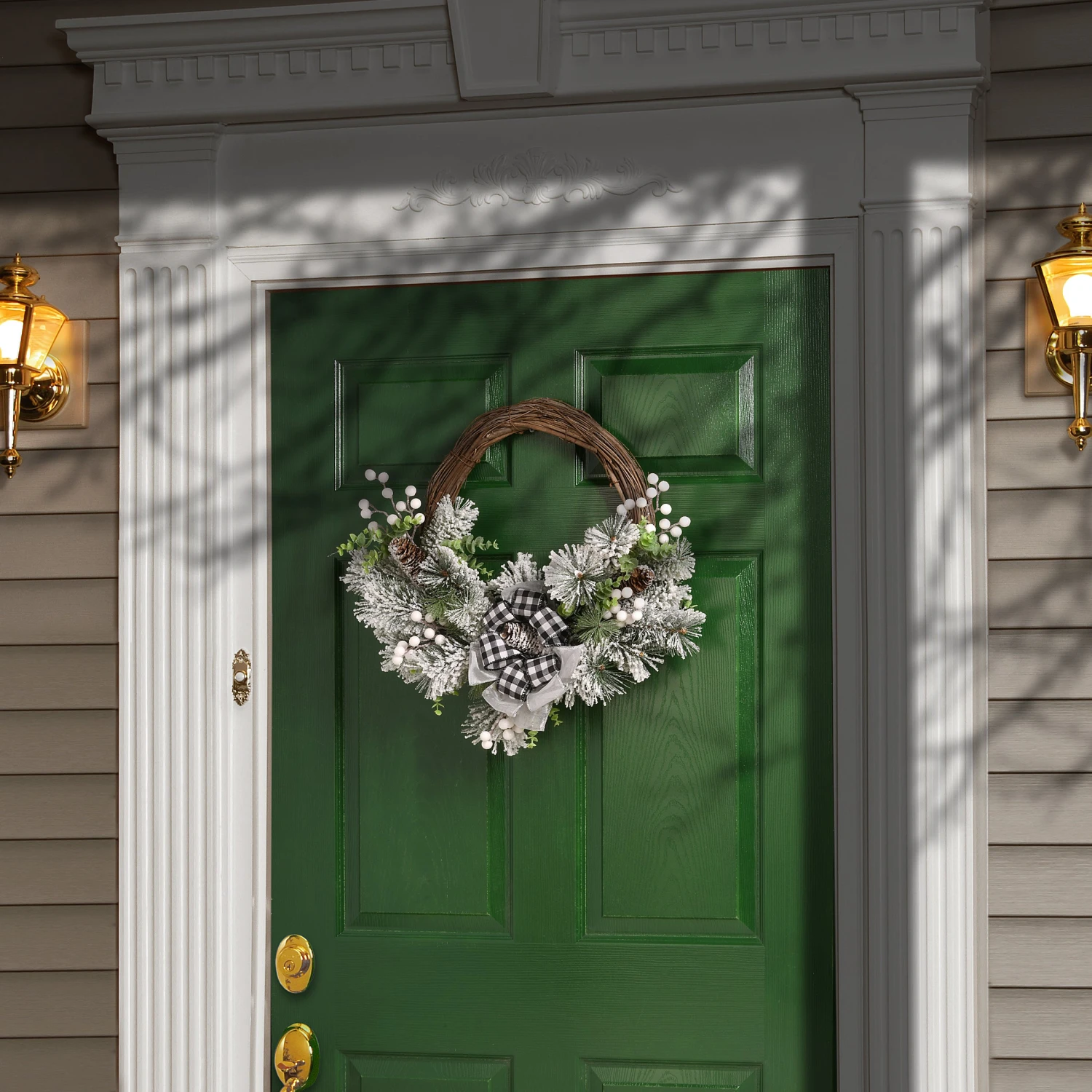 National Tree Company 22" Snowy Christmas Wreath With Bow 4 National Tree Company 22" Snowy Christmas Wreath With Bow - Image 2
