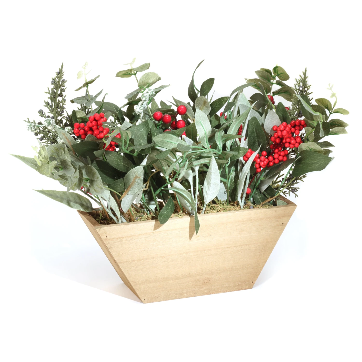 National Tree Company Christmas Eucalyptus And Berry Arrangement With Wood Box Base, 22 In 3 National Tree Company Christmas Eucalyptus And Berry Arrangement With Wood Box Base, 22 In