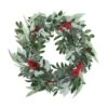 National Tree Company Artificial Christmas Leafy Eucalyptus And Berry Wreath, Decorated With Flower Buds And Berry Clusters, Rustic, 24 In