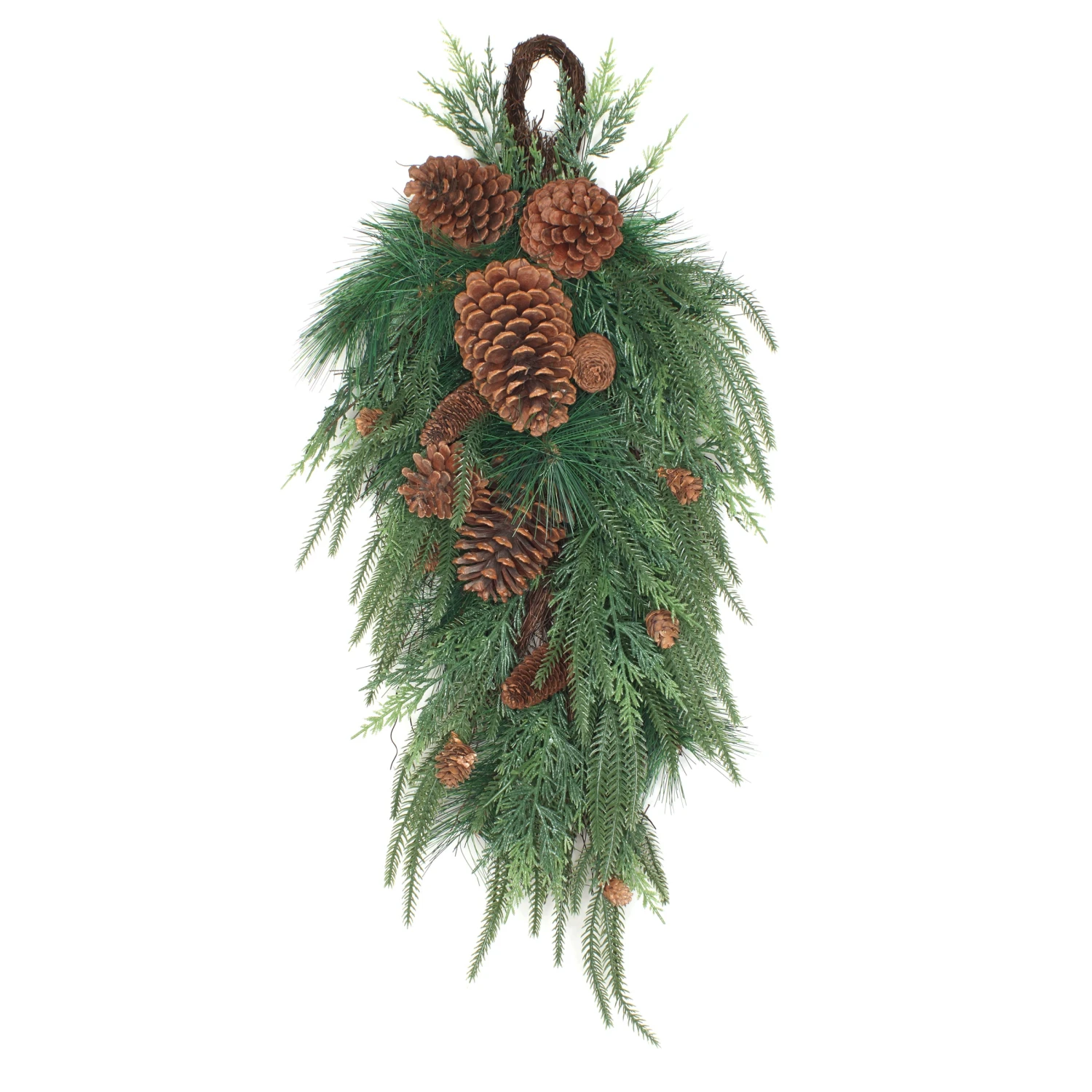 National Tree Company Mixed Pine Christmas Teardrop With Cypress Tips, Pinecones, 32 In 3 National Tree Company Mixed Pine Christmas Teardrop With Cypress Tips, Pinecones, 32 In