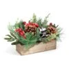 National Tree Company Christmas Mixed Pine And Berries Arrangement With Wood Box Base, 16 In -National Tree Company RAC ID060925A