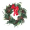 National Tree Company Artificial Christmas Mixed Pine Bristle Branch Wreath, Decorated With Red Bow, Berries, And Pinecones, 26 In