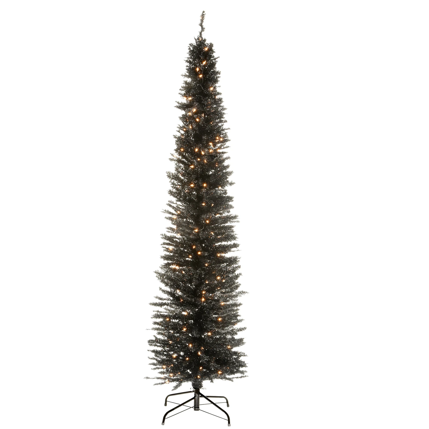 National Tree Company Pre-Lit Artificial Christmas Tree, Black Tinsel, White Lights, Includes Stand, 7 Feet 3 National Tree Company Pre-Lit Artificial Christmas Tree, Black Tinsel, White Lights, Includes Stand, 7 Feet