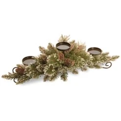 Glittery Bristle® Pine Candleholder Centerpieces
